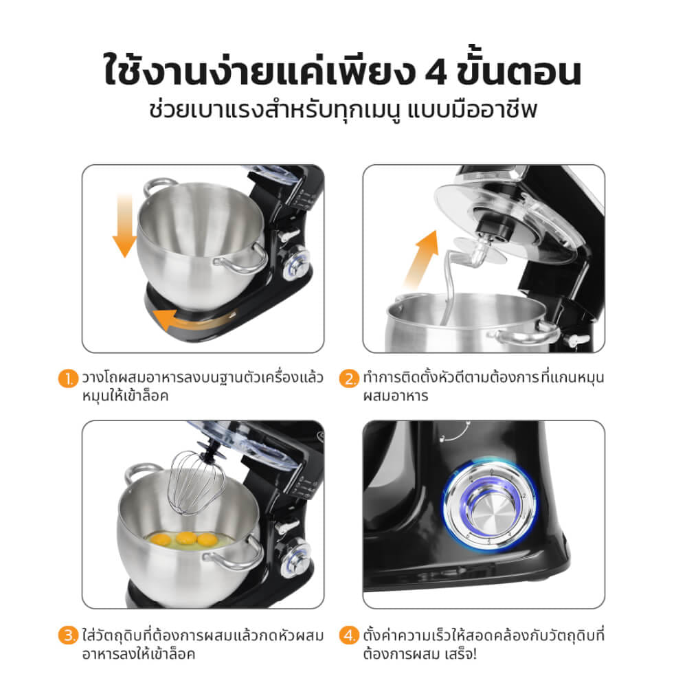 เครื่องผสมอาหาร GMAX FM-266 1500 วัตต์ 8.5 ลิตร สีดำ
